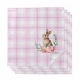 thumbnail image 1 of Cloth Napkins Set of 4 - 20x20 Inches, Pink Easter Washable Reusable Table Napkins, Bunny Eggs Spring Floral Stripes Farmhouse Soft & Absortbent Dining Napkin for Party Wedding Hotel Restaurant, 1 of 8