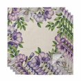 thumbnail image 1 of Cloth Napkins Set of 4 - 20x20 Inches, Purple Flowers Washable Reusable Table Napkins, Spring Leaves Floral Plants Beige Soft & Absortbent Dining Napkin for Party Wedding Hotel Restaurant, 1 of 8