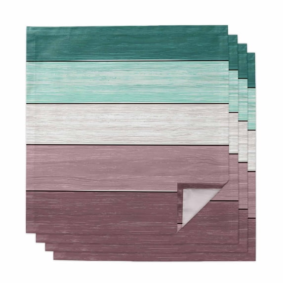 Cloth Napkins Set of 4 - 20x20 Inches, Purple Green Wood Grain Washable Reusable Table Napkins, Rustic Retro Wooden Plank Soft & Absortbent Dining Napkin for Party Wedding Hotel Restaurant