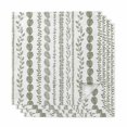 thumbnail image 1 of Cloth Napkins Set of 4 - 20x20 Inches, Sage Green Botanical Washable Reusable Table Napkins, Summer Botanical Leaf Vertical Stripes Soft & Absortbent Dining Napkin for Party Wedding Hotel Restaurant, 1 of 9