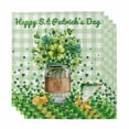 thumbnail image 1 of Cloth Napkins Set of 4 - 20x20 Inches, St. Patrick's Day Washable Reusable Table Napkins, Spring Botanical Clovers Coin Green Check Soft & Absortbent Dining Napkin for Party Wedding Hotel Restaurant, 1 of 8