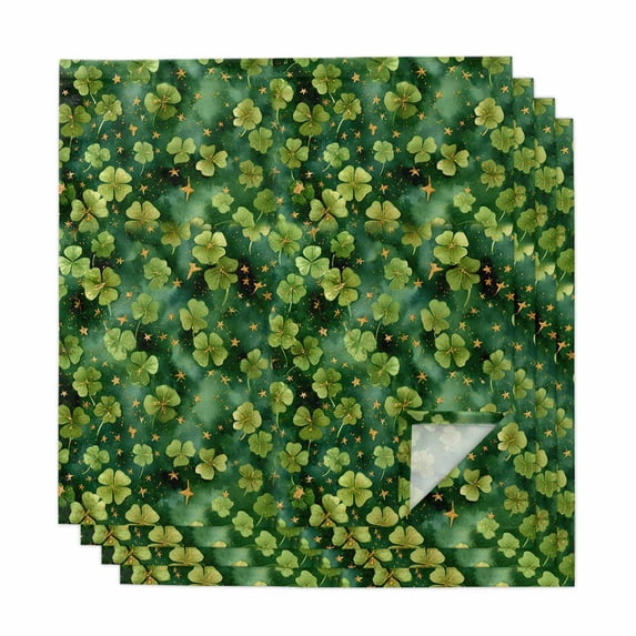 Cloth Napkins Set of 4 - 20x20 Inches, St. Patrick's Day Washable Reusable Table Napkins, Spring Lucky Shamrocks Green Leaves Plants Soft & Absortbent Dining Napkin for Party Wedding Hotel Restaurant