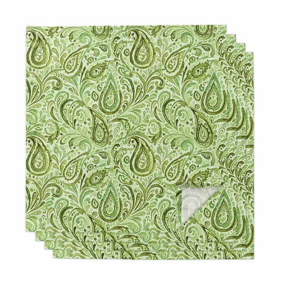 Cloth Napkins Set of 4 - 20x20 Inches, Vintage Green Washable Reusable Table Napkins, Retro Botanical Abstract Art Soft & Absortbent Dining Napkin for Party Wedding Hotel Restaurant