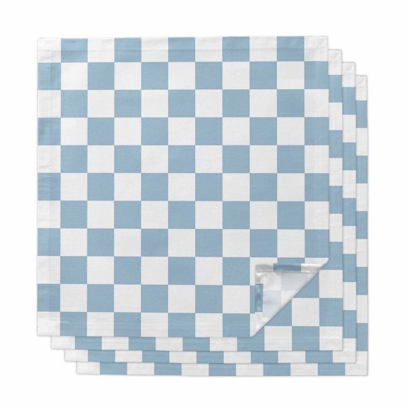 Cloth Napkins Set of 4 Blue Checkerboard Cocktail Napkins Classic Squares Plaid Washable Reusable Soft Dinner Table Napkins for Dinner Party Banquet Hotel Holiday Everyday Use 20x20 Inch