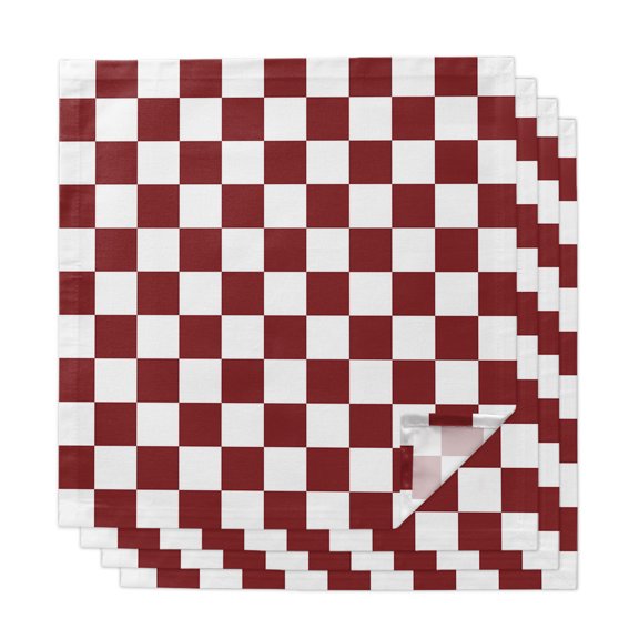 Cloth Napkins Set of 4 Red Checkerboard Cocktail Napkins Classic Squares Plaid Washable Reusable Soft Dinner Table Napkins for Dinner Party Banquet Hotel Holiday Everyday Use 20x20 Inch