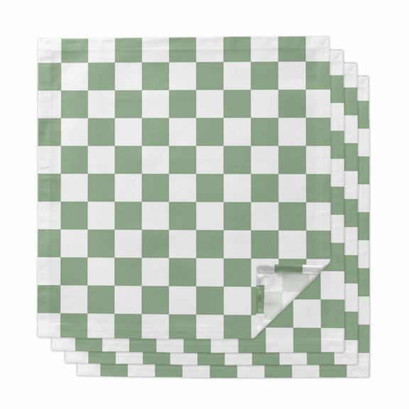 Cloth Napkins Set of 4 Sage Green Checkerboard Cocktail Napkins Classic Squares Plaid Washable Reusable Soft Dinner Table Napkins for Dinner Party Banquet Hotel Holiday Everyday Use 20x20 Inch
