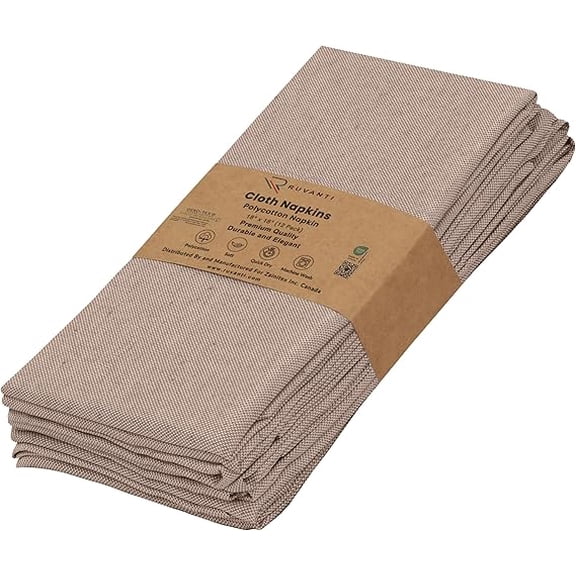 Cloth Napkins Set of 6, 18x18 Reusable Napkins Cloth Washable, Soft & Durable Table Napkin, Poly Cotton Fabric Dinner Napkins for Parties, Christmas, Thanksgiving, Weddings - Rust