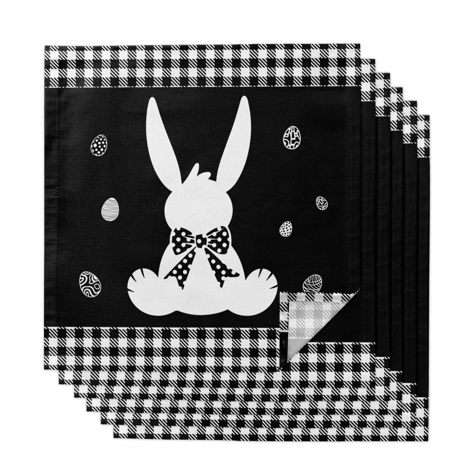 Cloth Napkins Set of 6 - 20x20 Inches, Black Easter Washable Reusable ...