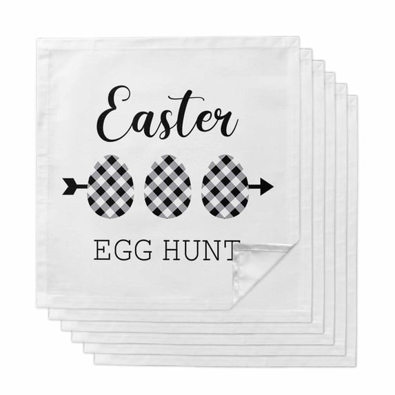 Cloth Napkins Set of 6 - 20x20 Inches, Black White Easter Washable Reusable Table Napkins, Modern Abstract Art Eggs Soft & Absortbent Dining Napkin for Party Wedding Hotel Restaurant