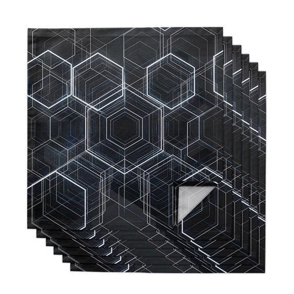 Cloth Napkins Set of 6 - 20x20 Inches, Black White Geometric Washable Reusable Table Napkins, Aesthetics Contemporary Luxury Soft & Absortbent Dining Napkin for Party Wedding Hotel Restaurant