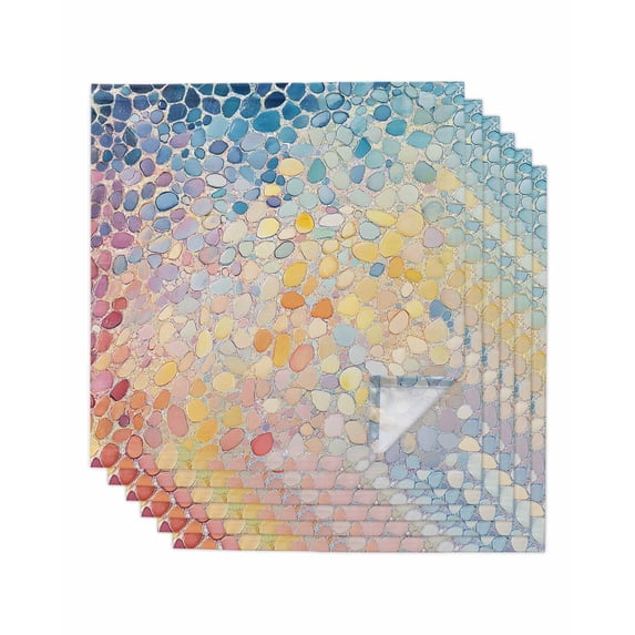 Cloth Napkins Set of 6 - 20x20 Inches, Blue Abstract Washable Reusable Table Napkins, Orange Yellow Gradient Stone Brushwork Soft & Absortbent Dining Napkin for Party Wedding Hotel Restaurant