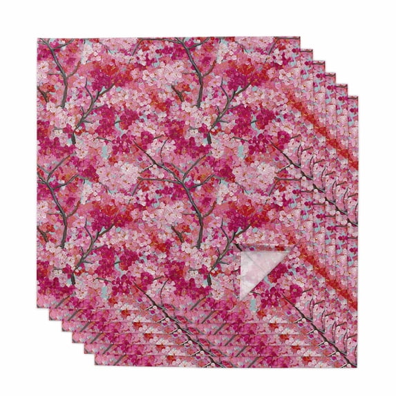 Cloth Napkins Set of 6 - 20x20 Inches, Cherry Blossom Washable Reusable ...