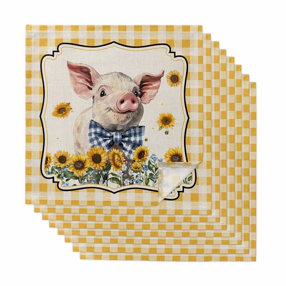 Cloth Napkins Set of 6 - 20x20 Inches, Easter Chicken Eggs Washable ...