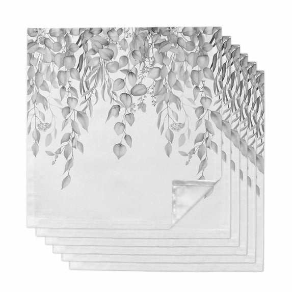Cloth Napkins Set of 6 - 20x20 Inches, Eucalyptus Leaves Washable Reusable Table Napkins, Grey Summer Botanical Weeping Soft & Absortbent Dining Napkin for Party Wedding Hotel Restaurant