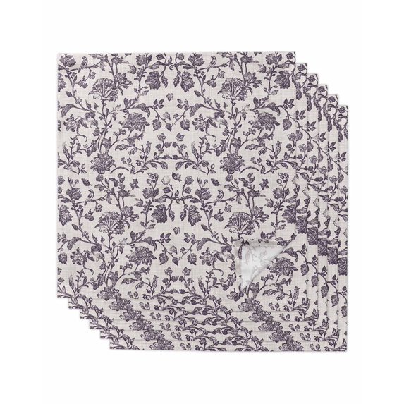Cloth Napkins Set of 6 - 20x20 Inches, Farmhouse Purple Washable Reusable Table Napkins, Vintage Flower Leaf Botanical Plant Soft & Absortbent Dining Napkin for Party Wedding Hotel Restaurant