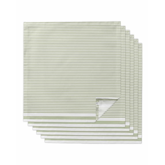 Cloth Napkins Set of 6 - 20x20 Inches, Farmhouse Sage Green White Striped Washable Reusable Table Napkins, Modern Stripes Soft & Absortbent Dining Napkin for Party Wedding Hotel Restaurant