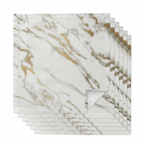 Cloth Napkins Set of 6 - 20x20 Inches, Golden Marble Washable Reusable Table Napkins, Abstract Modern Minimalist Art Soft & Absortbent Dining Napkin for Party Wedding Hotel Restaurant