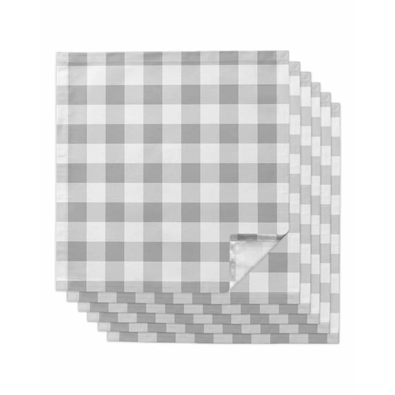 Cloth Napkins Set of 6 - 20x20 Inches, Grey Plaid Washable Reusable Table Napkins, Gradient Geometric Buffalo White Checkered Soft & Absortbent Dining Napkin for Party Wedding Hotel Restaurant