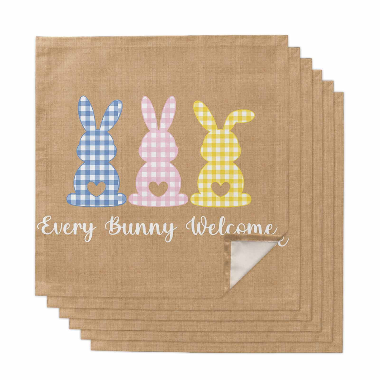 Cloth Napkins Set of 6 - 20x20 Inches, Khaki Easter Washable Reusable ...