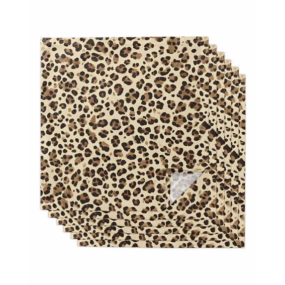 Cloth Napkins Set of 6 - 20x20 Inches, Leopard Washable Reusable Table Napkins, Rustic Brown Animals Art Modern Soft & Absortbent Dining Napkin for Party Wedding Hotel Restaurant