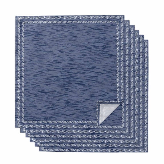 Cloth Napkins Set of 6 - 20x20 Inches, Navy Blue Textured Washable Reusable Table Napkins, Farmhouse Country Woven Striped Soft & Absortbent Dining Napkin for Party Wedding Hotel Restaurant