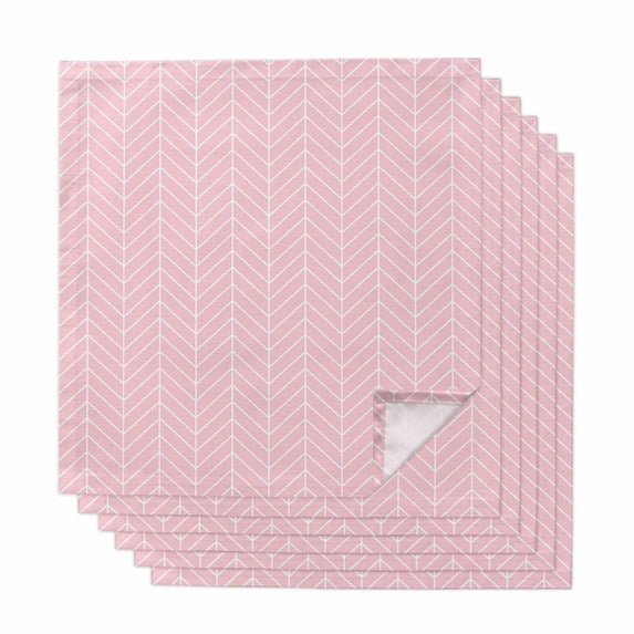 Cloth Napkins Set of 6 - 20x20 Inches, Pink Geometric Washable Reusable Table Napkins, Modern Minimalism Solid Color Striped Soft & Absortbent Dining Napkin for Party Wedding Hotel Restaurant