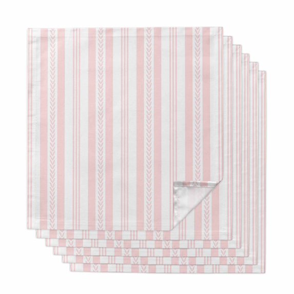 Cloth Napkins Set of 6 - 20x20 Inches, Pink Line Striped Washable Reusable Table Napkins, Farmhouse Modern Geometric Stripes Soft & Absortbent Dining Napkin for Party Wedding Hotel Restaurant