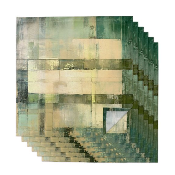 Cloth Napkins Set of 6 - 20x20 Inches, Sage Green Washable Reusable Table Napkins, Modern Abstract Art Checkered Soft & Absortbent Dining Napkin for Party Wedding Hotel Restaurant