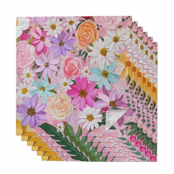 Cloth Napkins Set of 6 - 20x20 Inches, Spring Floral Washable Reusable Table Napkins, Botanical Vintage Wildflowers Vibrant Soft & Absortbent Dining Napkin for Party Wedding Hotel Restaurant