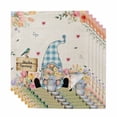 thumbnail image 1 of Cloth Napkins Set of 6 - 20x20 Inches, Spring Gnomes Floral Washable Reusable Table Napkins, Pink Tulip Botanical Beige Burlap Soft & Absortbent Dining Napkin for Party Wedding Hotel Restaurant, 1 of 9
