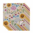 thumbnail image 1 of Cloth Napkins Set of 6 - 20x20 Inches, Sunflower Vintage Washable Reusable Table Napkins, Colorful Flowers Summer Botanical Retro Art Soft Absortbent Dining Napkin for Party Wedding Hotel Restaurant, 1 of 8