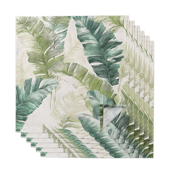 Cloth Napkins Set of 6 - 20x20 Inches, Tropical Leaves Washable Reusable Table Napkins, Watercolor Retro Summer Plants Leaf Soft & Absortbent Dining Napkin for Party Wedding Hotel Restaurant