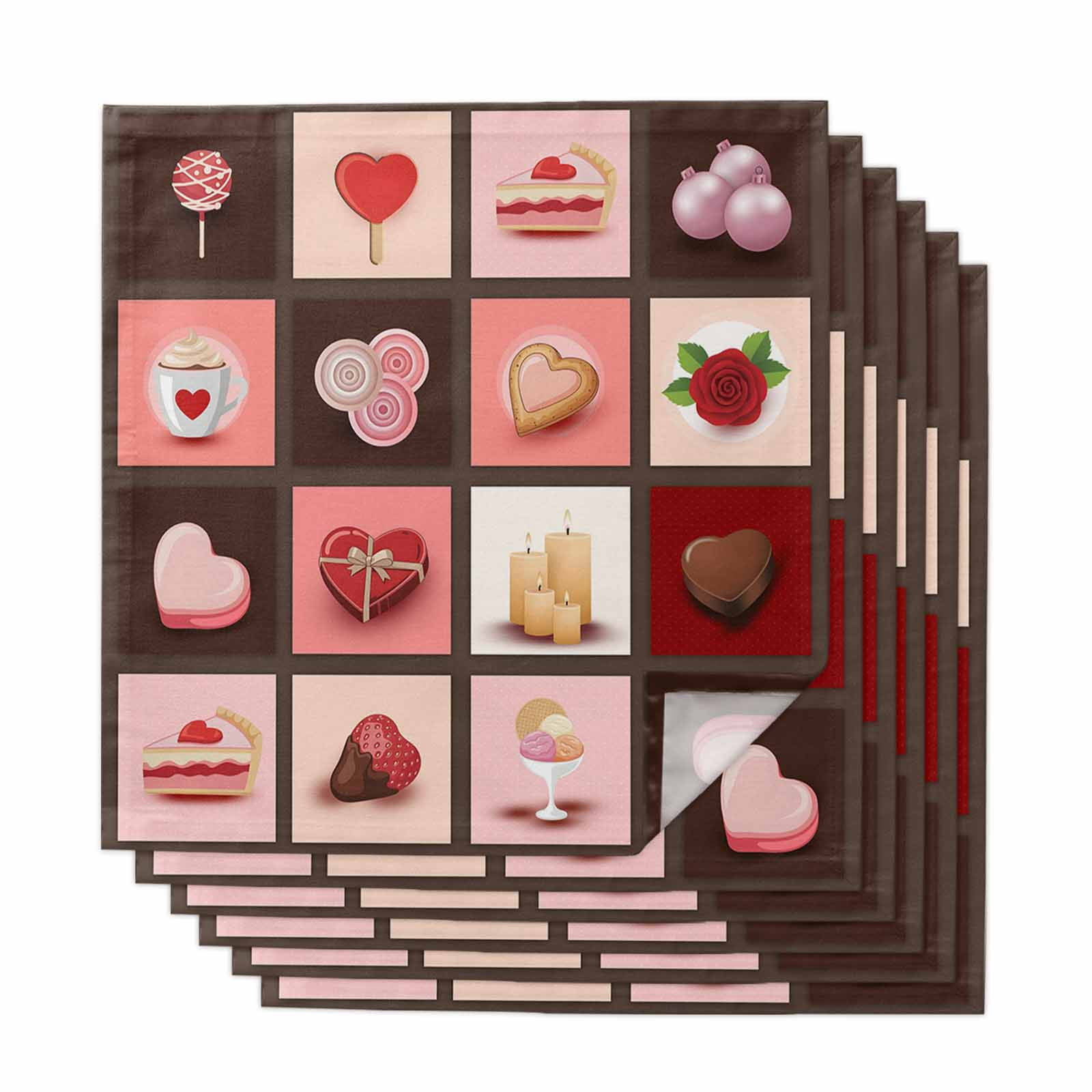 Cloth Napkins Set of 6 - 20x20 Inches, Valentine's Day Washable ...