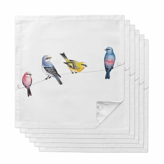 Cloth Napkins Set of 6 - 20x20 Inches, Watercolor Birds Washable Reusable Table Napkins, Spring Animal Rustic Soft & Absortbent Dining Napkin for Party Wedding Hotel Restaurant