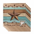 thumbnail image 1 of Cloth Napkins Set of 6 - 20x20 Inches, Western Texas Star Vintage Washable Reusable Table Napkins, Retro Farmhouse Turquoise Brown Wood Soft Absortbent Dining Napkin for Party Wedding Restaurant, 1 of 8