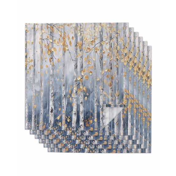 Cloth Napkins Set of 6 - 20x20 Inches, Yellow Blue Forest Washable Reusable Table Napkins, Modern Oil Painting Art Soft & Absortbent Dining Napkin for Party Wedding Hotel Restaurant