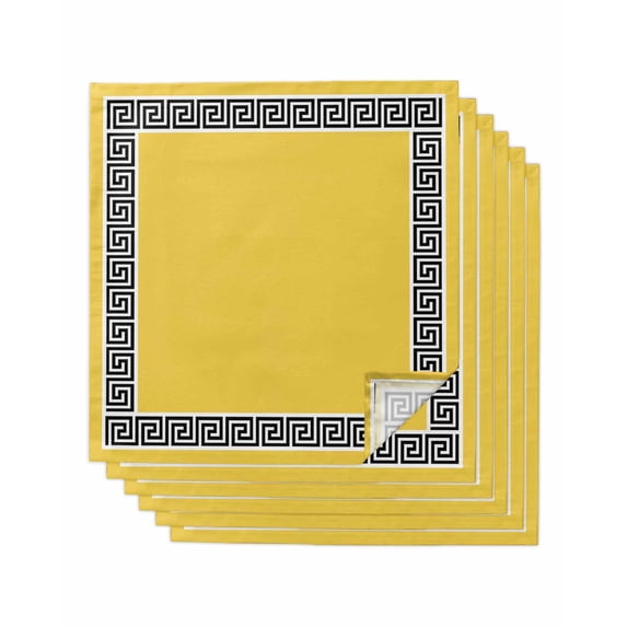 Cloth Napkins Set of 6 - 20x20 Inches, Yellow Washable Reusable Table Napkins, Black White Modern Geometric Abstract Art Soft & Absortbent Dining Napkin for Party Wedding Hotel Restaurant
