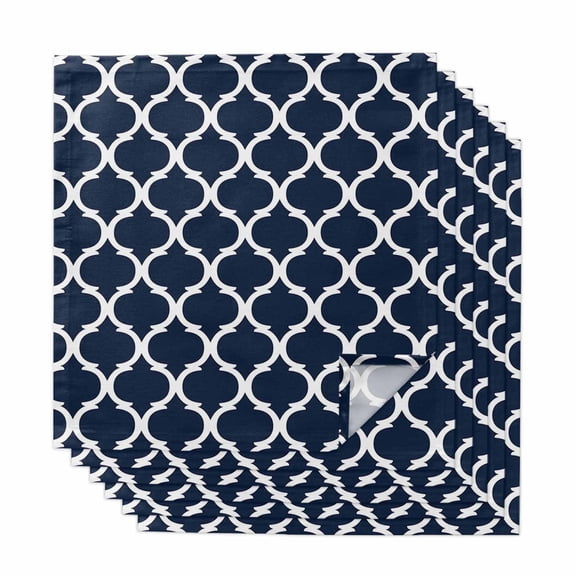 Cloth Napkins Set of 6 Geometric Morocco Pattern Cocktail Napkins Navy Blue Abstract Washable Reusable Soft Dinner Table Napkins for Dinner Party Banquet Hotel Holiday Everyday Use 20x20 Inch