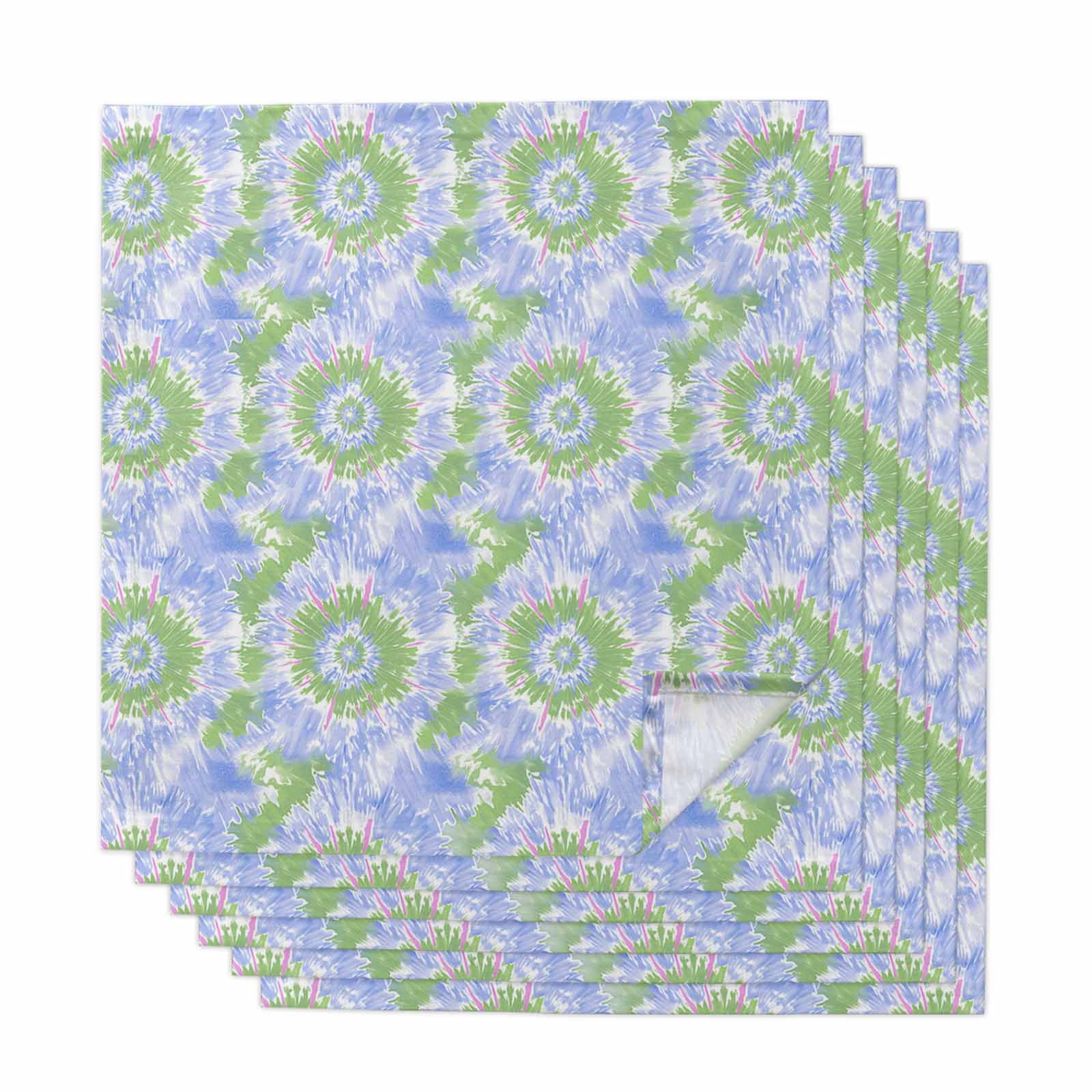 Cloth Napkins Set of 6 Green Blue Tie Dye Cocktail Napkins Boho ...