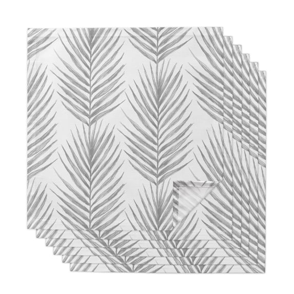 Cloth Napkins Set of 6 Grey Palm Leaves Cocktail Napkins Tropical Ferns ...