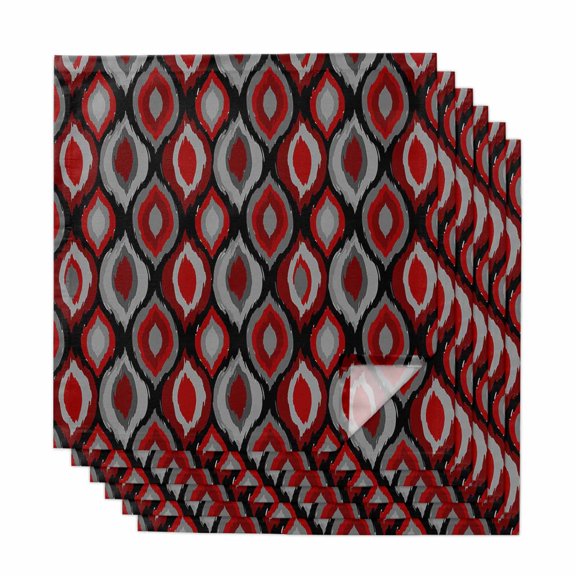 Cloth Napkins Set of 6 Modern Diamond Pattern Cocktail Napkins Red Geometric Lines Washable Reusable Soft Dinner Table Napkins for Dinner Party Banquet Hotel Holiday Everyday Use 20x20 Inch