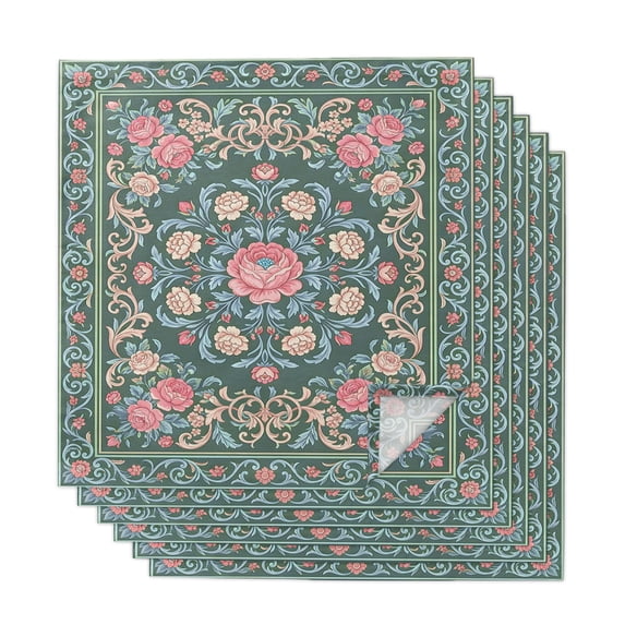 Cloth Napkins Set of 6 Pink Floral Bloom Cocktail Napkins GRE额米 Vibrant ...