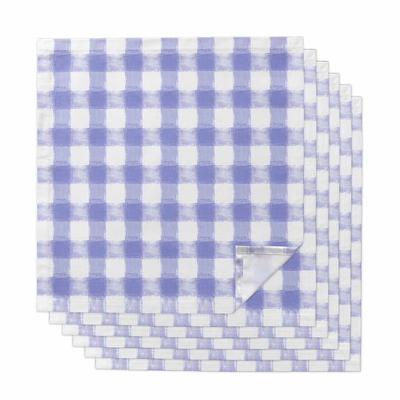 Cloth Napkins Set of 6 Purple Buffalo Check Cocktail Napkins Watercolor Purple Plaid Washable Reusable Soft Dinner Table Napkins for Dinner Party Banquet Hotel Holiday Everyday Use 20x20 Inch