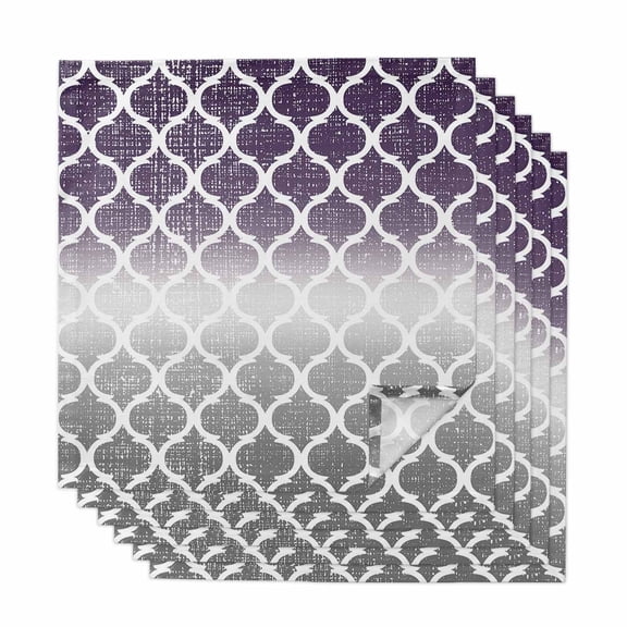 Cloth Napkins Set of 6 Purple and Gray Ombre Gradient Cocktail Napkins Morocco Pattern Washable Reusable Soft Dinner Table Napkins for Dinner Party Banquet Hotel Holiday Everyday Use 20x20 Inch