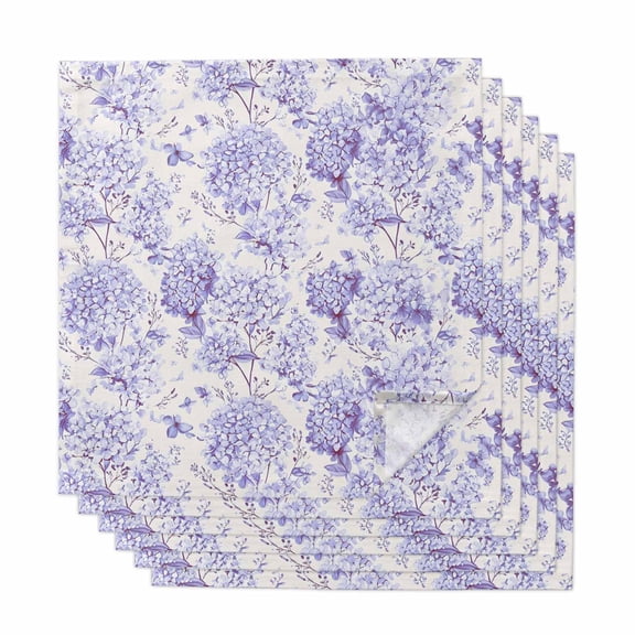 Cloth Napkins Set of 6 Purple Hydrangea Cocktail Napkins Spring Flower Leaf Washable Reusable Soft Dinner Table Napkins for Dinner Party Banquet Hotel Holiday Everyday Use 20x20 Inch