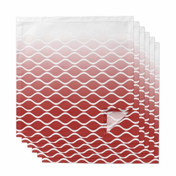 Cloth Napkins Set of 6 Red Ombre Morocco Cocktail Napkins Modern Geometric Wave Lines Washable Reusable Soft Dinner Table Napkins for Dinner Party Banquet Hotel Holiday Everyday Use 20x20 Inch