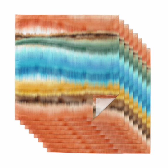 Cloth Napkins Set of 8 - 20x20 Inches, Abstract Waves Washable Reusable Table Napkins, Summer Colorful Coastal Ocean Soft & Absortbent Dining Napkin for Party Wedding Hotel Restaurant