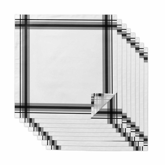 Cloth Napkins Set of 8 - 20x20 Inches, Black Gray Grid Washable Reusable Table Napkins, Modern Minimalist Striped Pattern Soft & Absortbent Dining Napkin for Party Wedding Hotel Restaurant