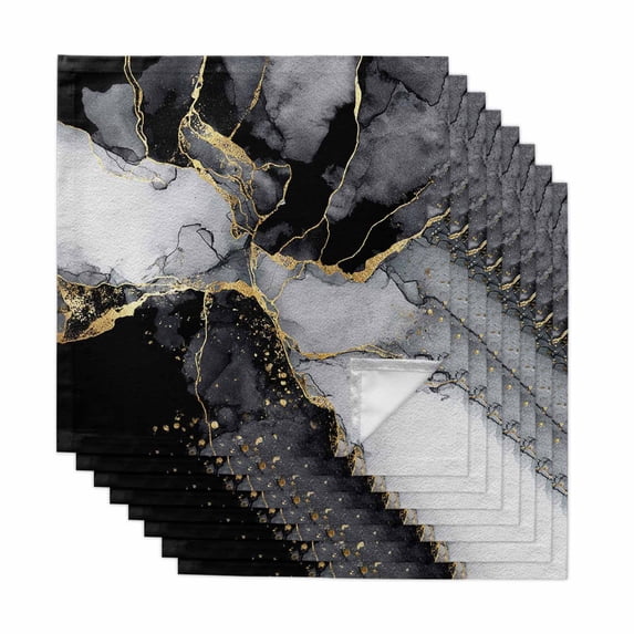 Cloth Napkins Set of 8 - 20x20 Inches, Black Grey Marble Washable Reusable Table Napkins, Modern Gradient Abstract Aesthetic Soft & Absortbent Dining Napkin for Party Wedding Hotel Restaurant
