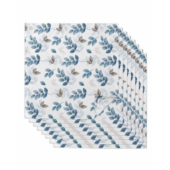 Cloth Napkins Set of 8 - 20x20 Inches, Blue Botanical Fall Washable Reusable Table Napkins, Pastoral Maple Leaf Autumn Soft & Absortbent Dining Napkin for Party Wedding Hotel Restaurant